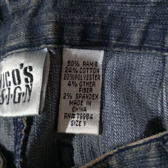 Y2K Denim Jacket Capris Set Sz8 Med Chico Design Grunge Flare Jean Stretch Waist - Picture 6 of 16